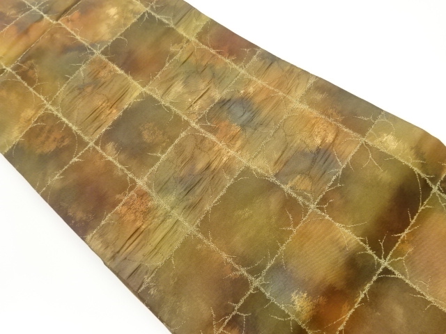 格子模様織出し名古屋帯